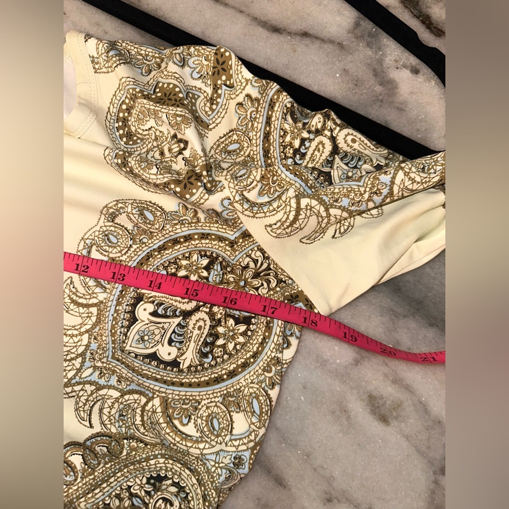 J McLaughlin Size Medium Paisley Print Cream Long Sleeve Top - Picture 8 of 10